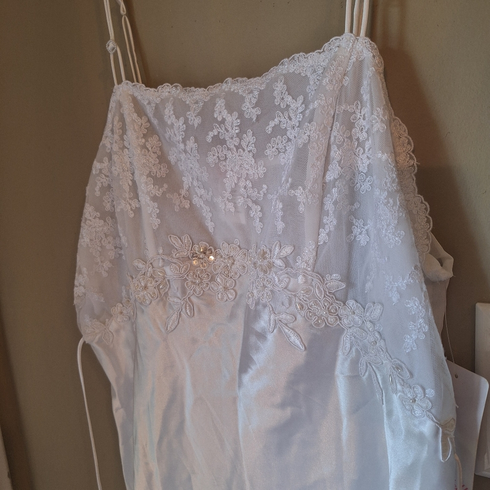 NWT Bridal White Lace Maxi Lingerie Gown L